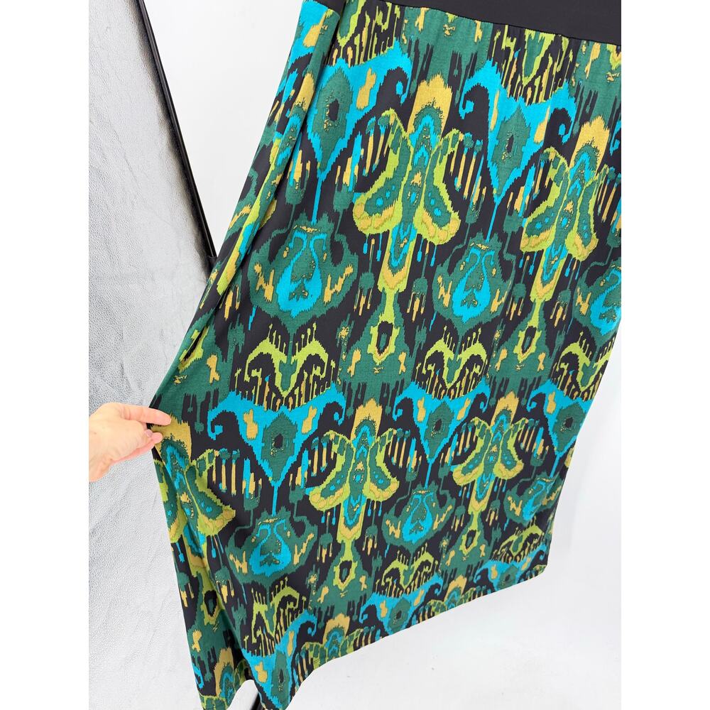 Bob Mackie Womens Maxi Dress Size 2X Black Green Jersey Long Sleeve Wearable Art - Picture 8 of 12
